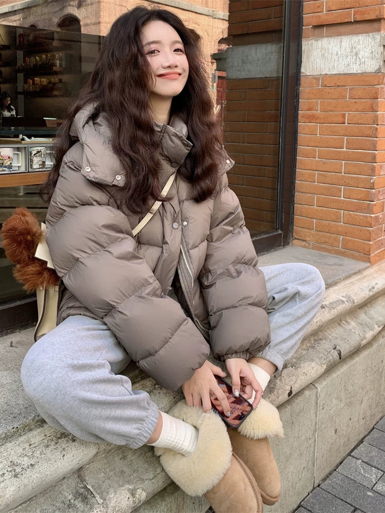 Short hooded down jacket f0274