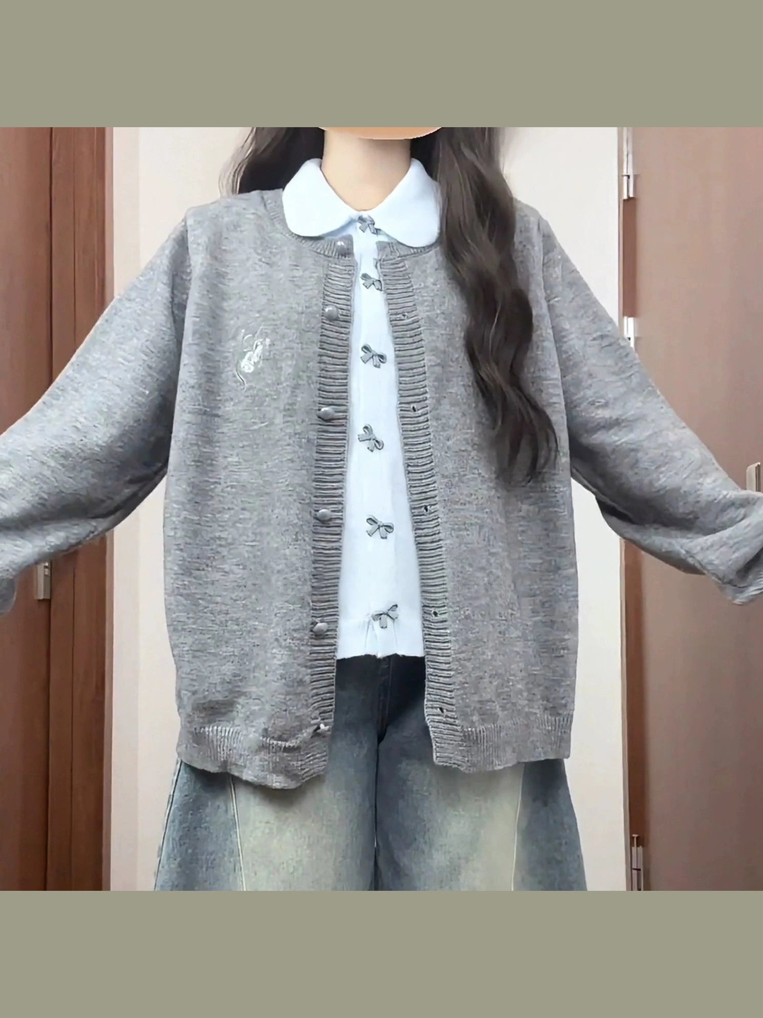 Knitted cardigan women's autumn and winter vacation two-piece sweater C0055