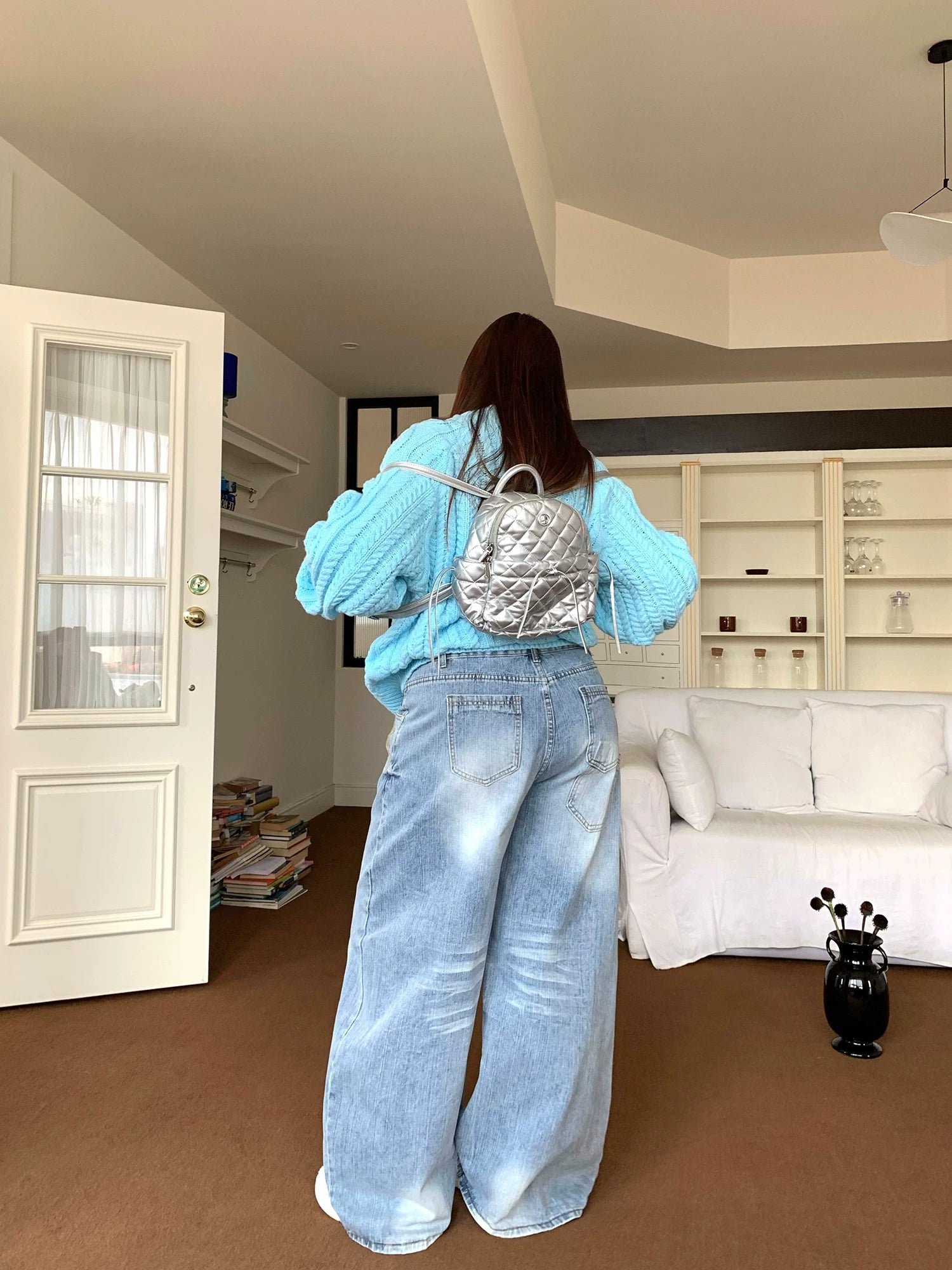 American retro cat whisker gradual change lightning jeans FE0505