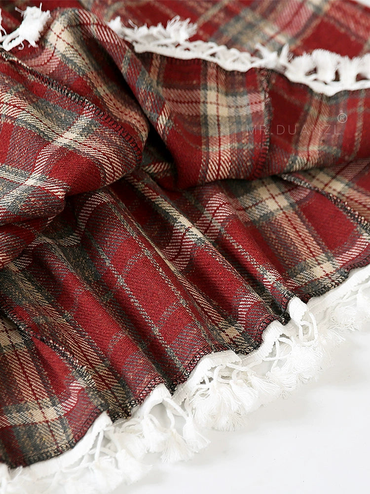 Woolen plaid skirt C0067