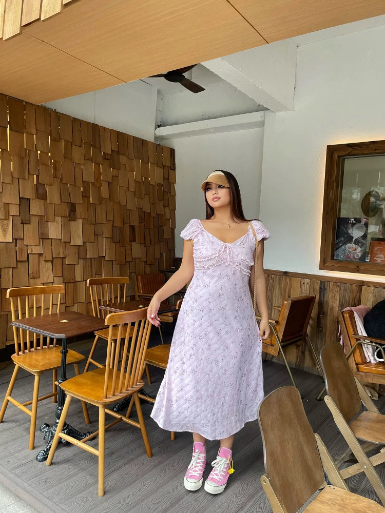 Sexy v-neck floral dress FE0499