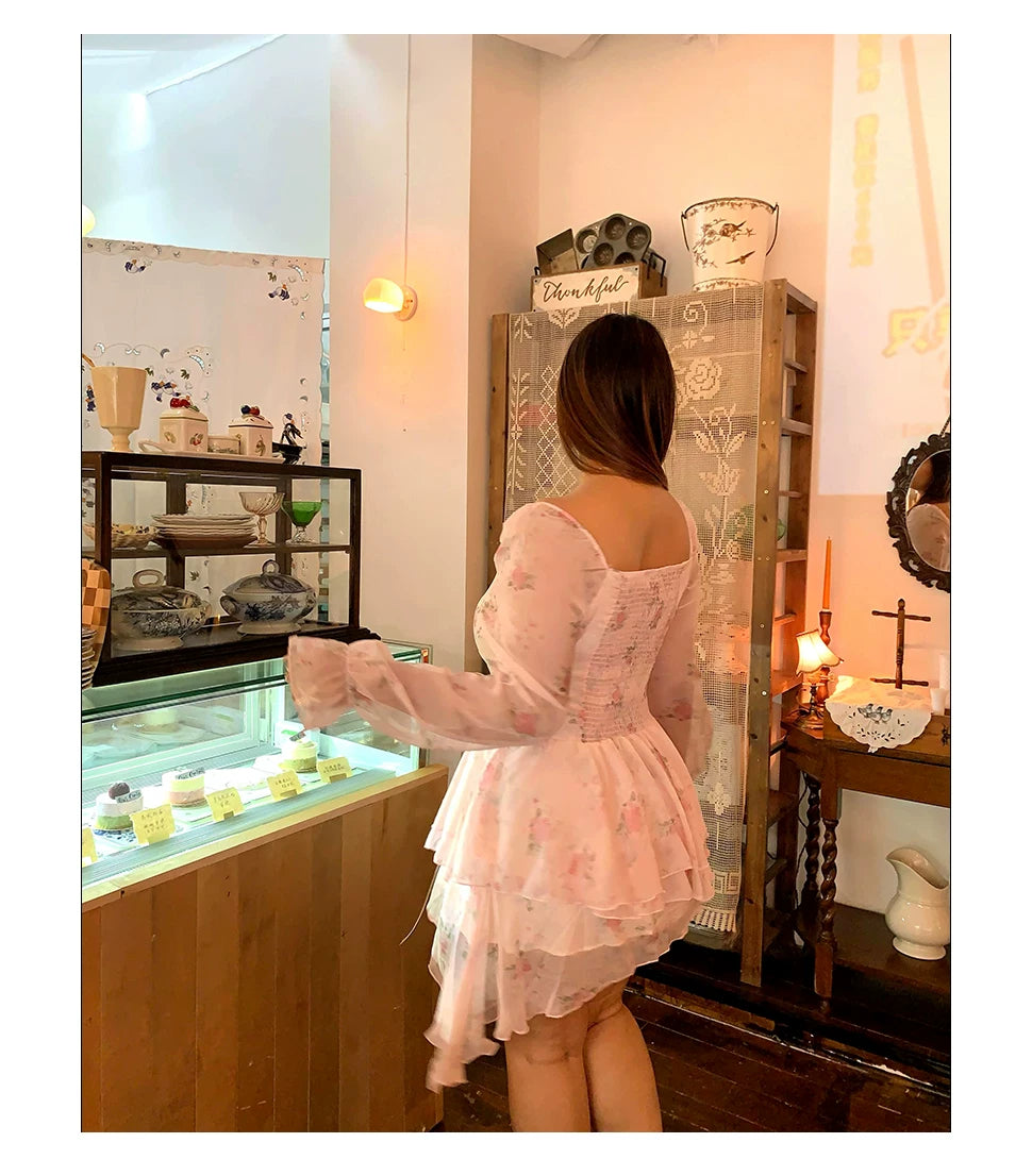 Waist slim long-sleeved dress FE0504