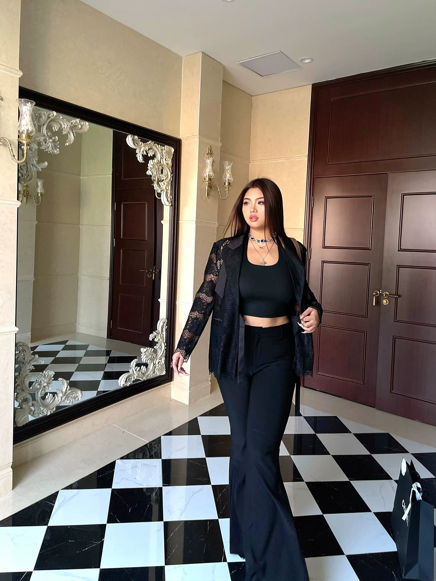 Black design cut-out blazer FE0491