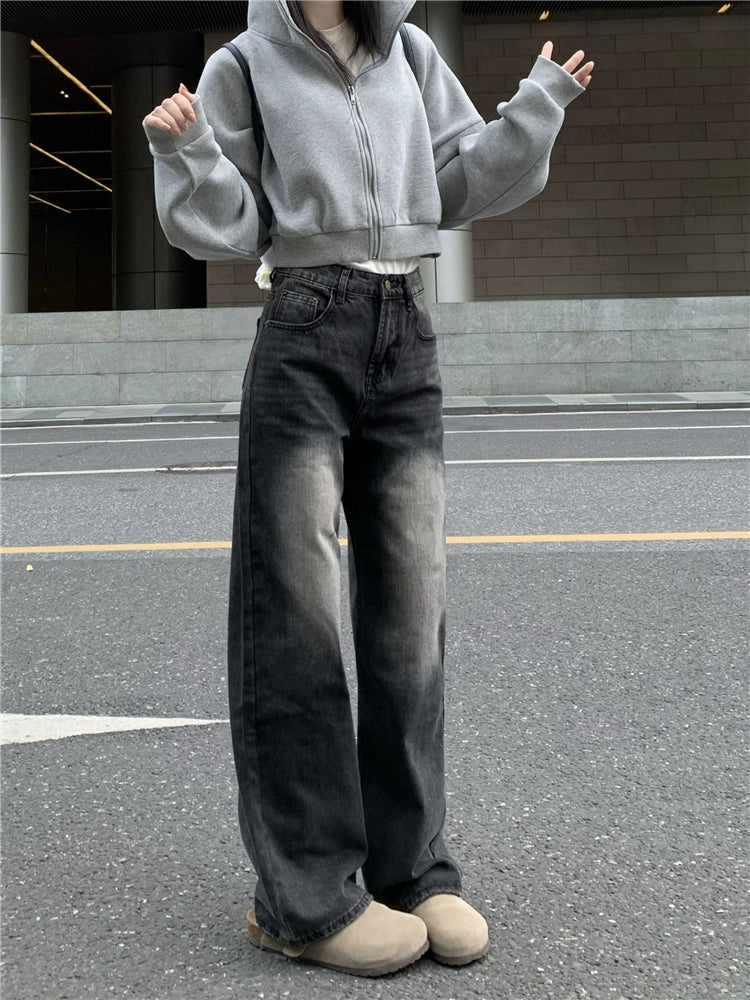 Embroidered Pocket Vintage Washed Jeans B0234