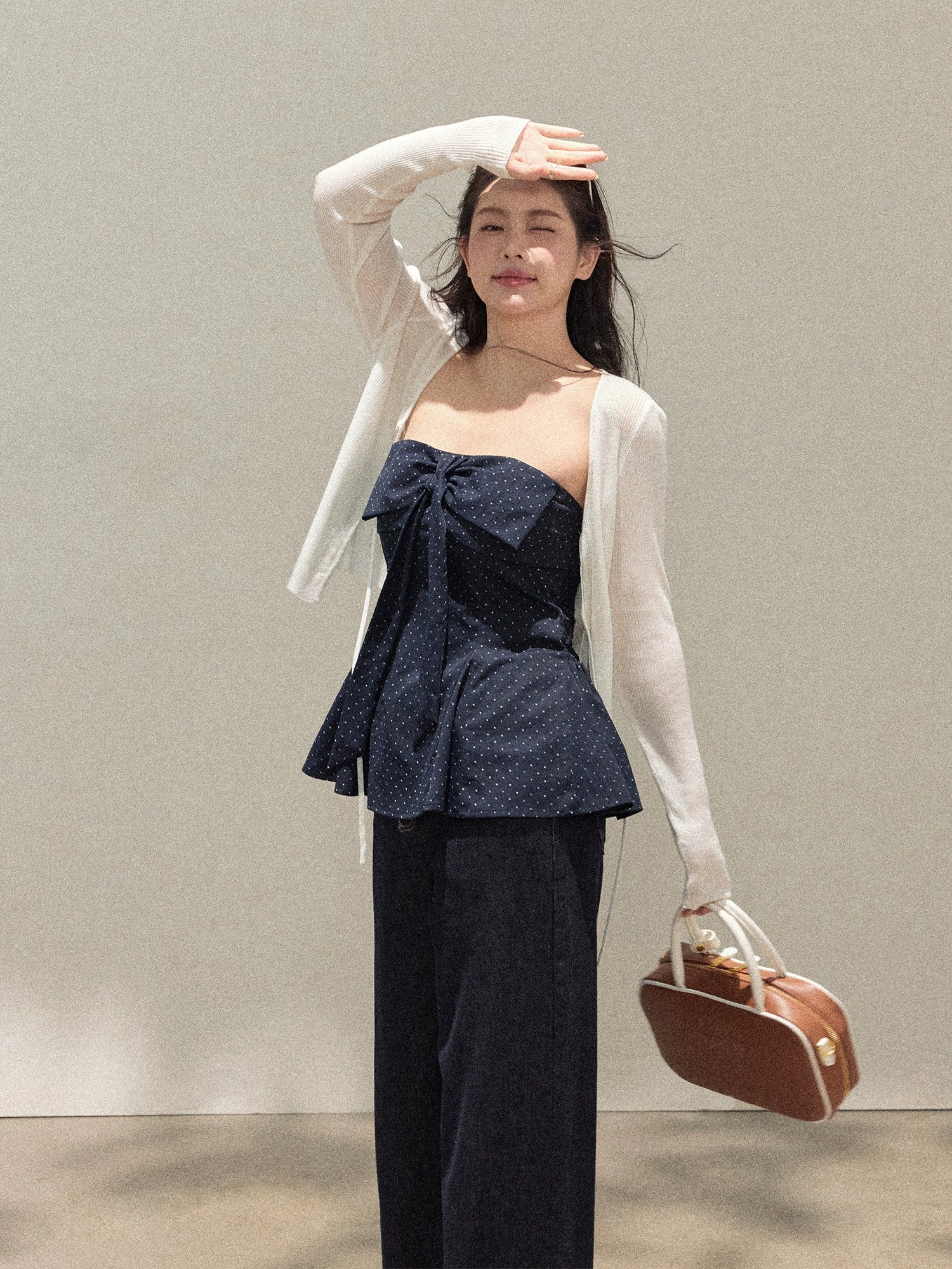 Dark blue bow tube top C0233