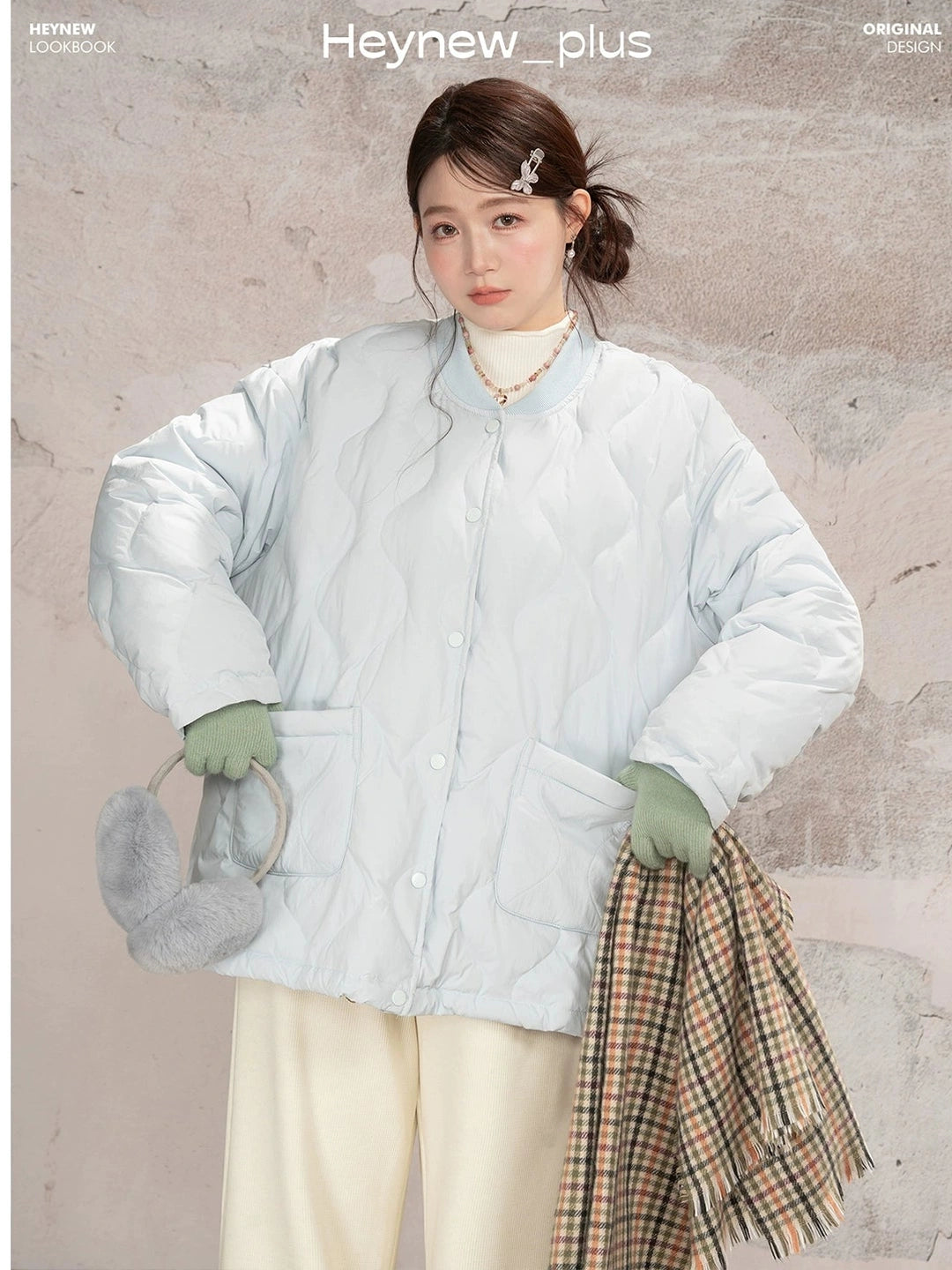 Blue light rhombus down jacket C0225