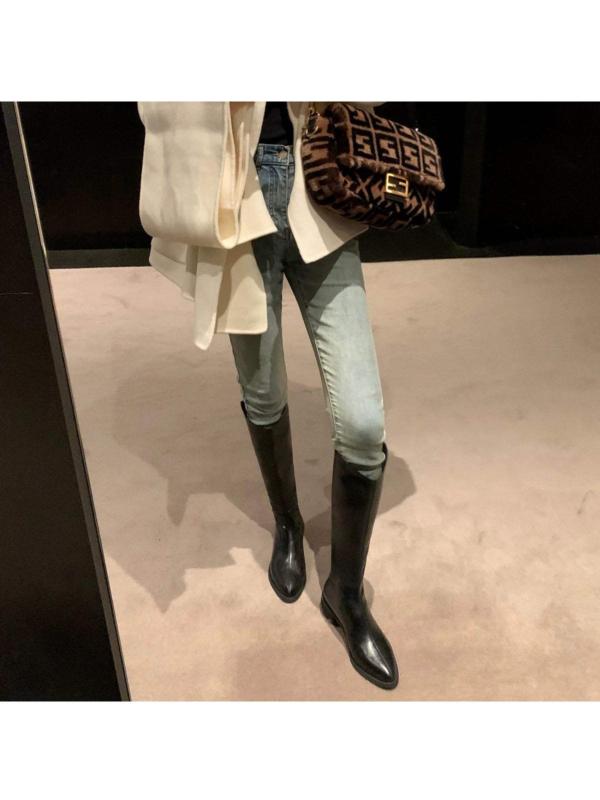 Pointed high heel mid-tall knight boots fe0263