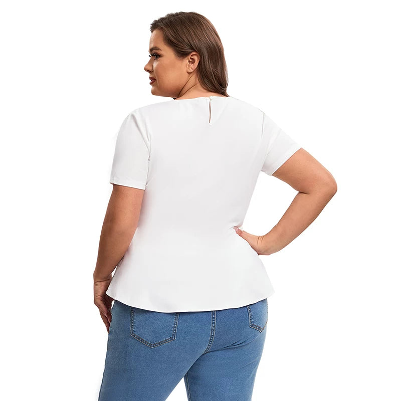 Slim-fit waist OL one-button short-sleeved T-shirt F0423