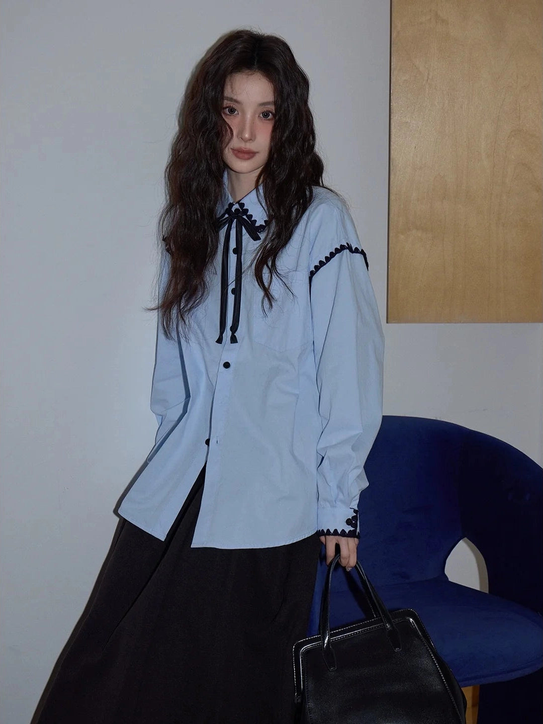 Preppy Blue Design Shirt f0353