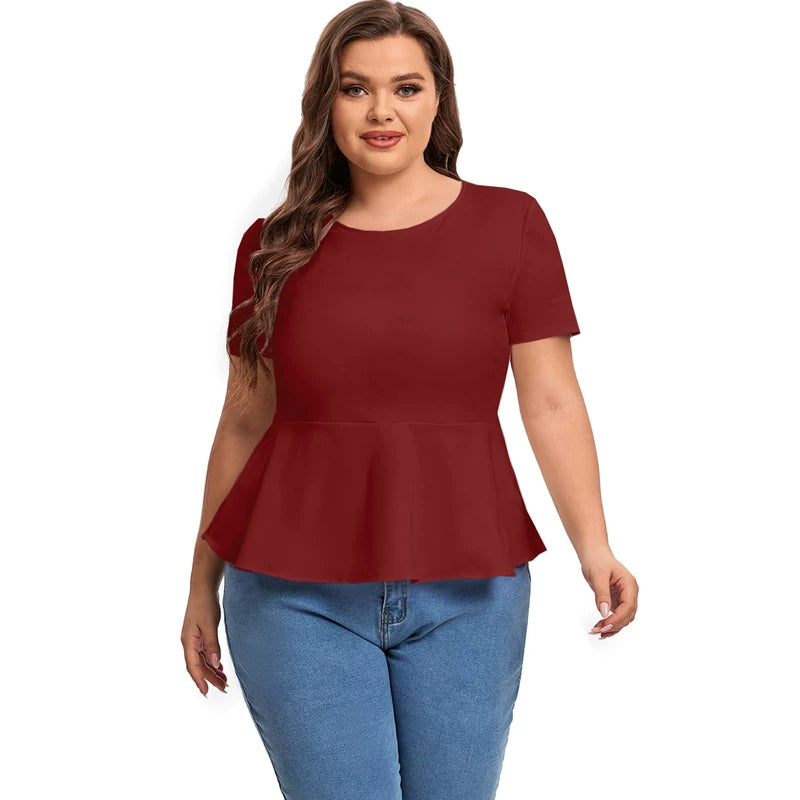 Slim-fit waist OL one-button short-sleeved T-shirt F0423