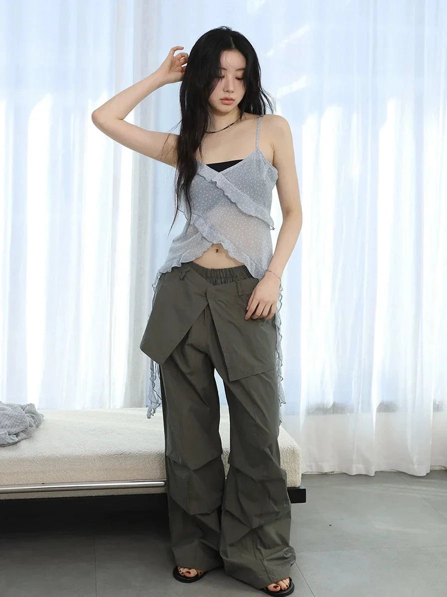 Floral Cami & Cardigan with Cargo Pants Set f0357