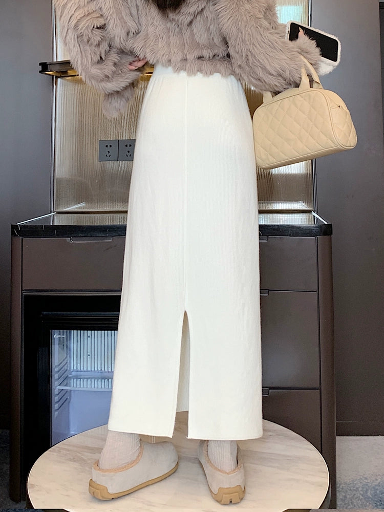 Fleece knitted skirt C0062