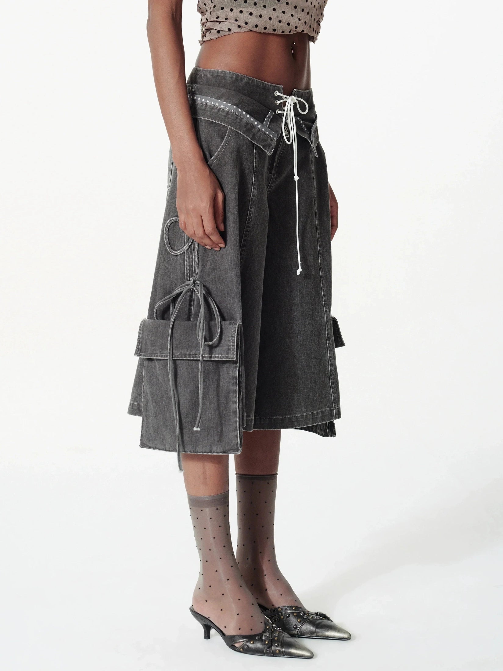 Double Waist Strap Shorts  f0412