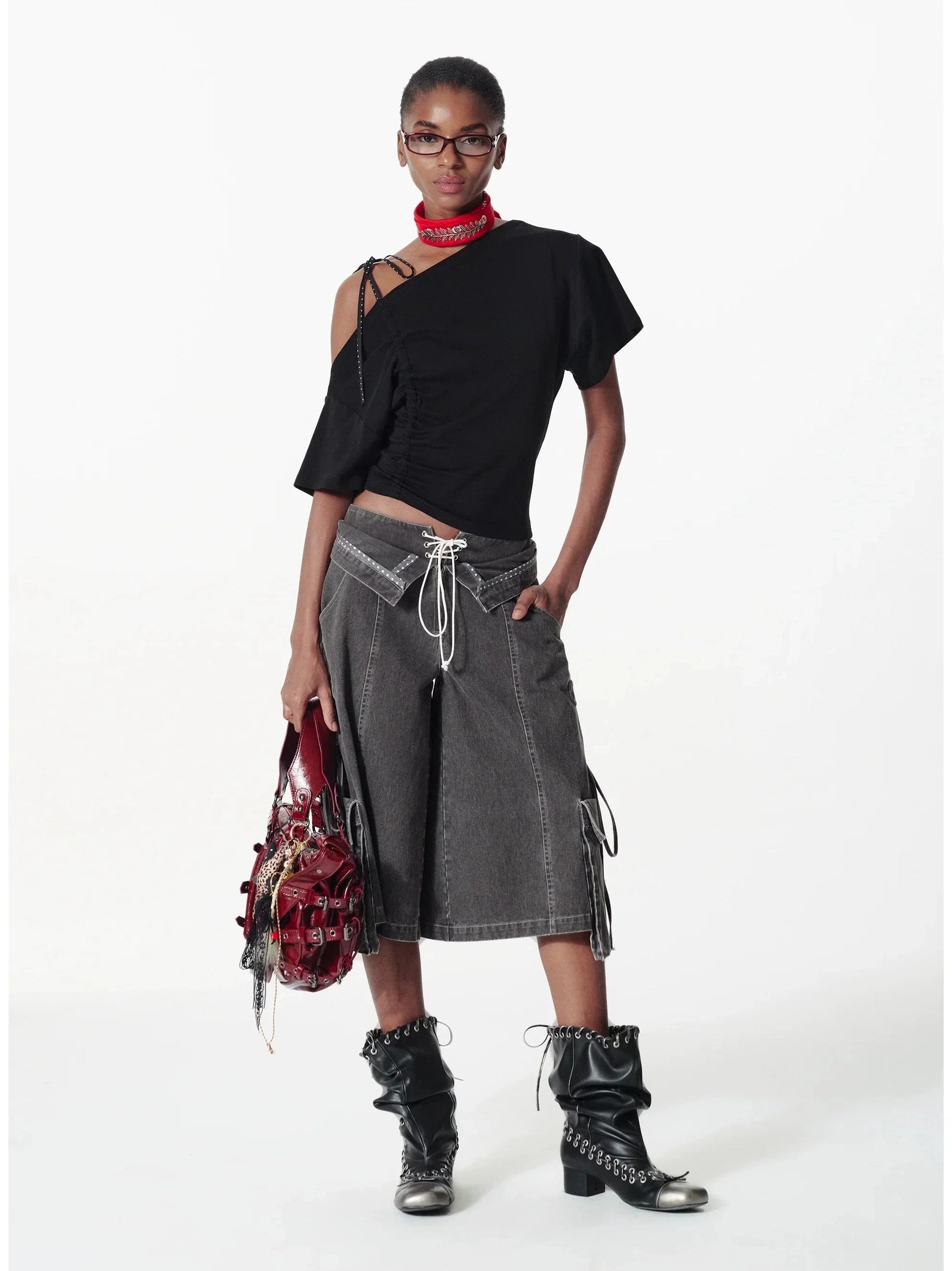 Double Waist Strap Shorts  f0412