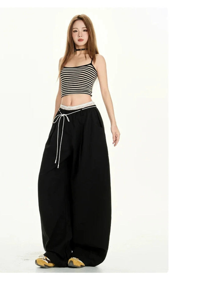 Lace Double-Waist Wide Pants  f0411