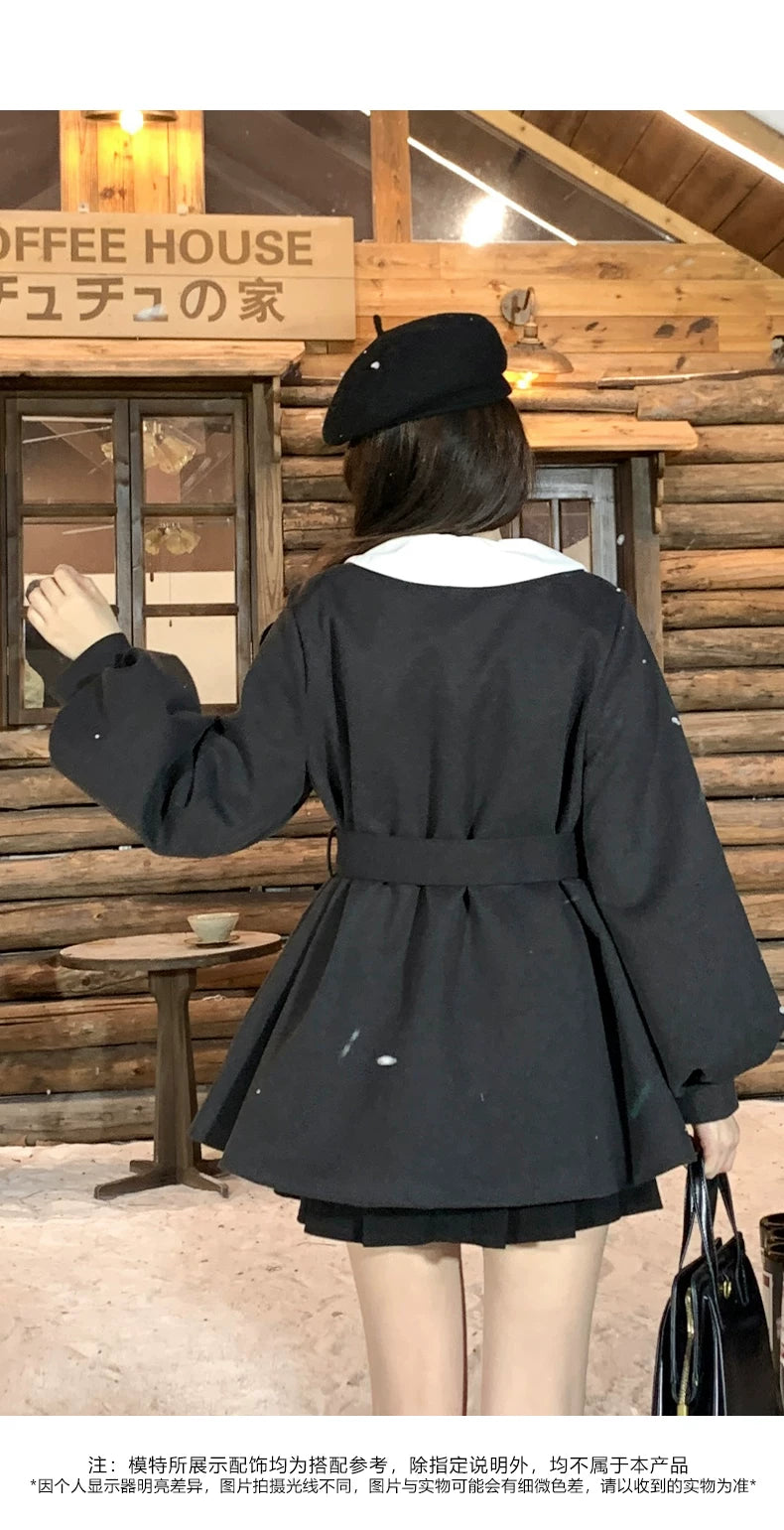 Vintage waist woolen jacket f0414