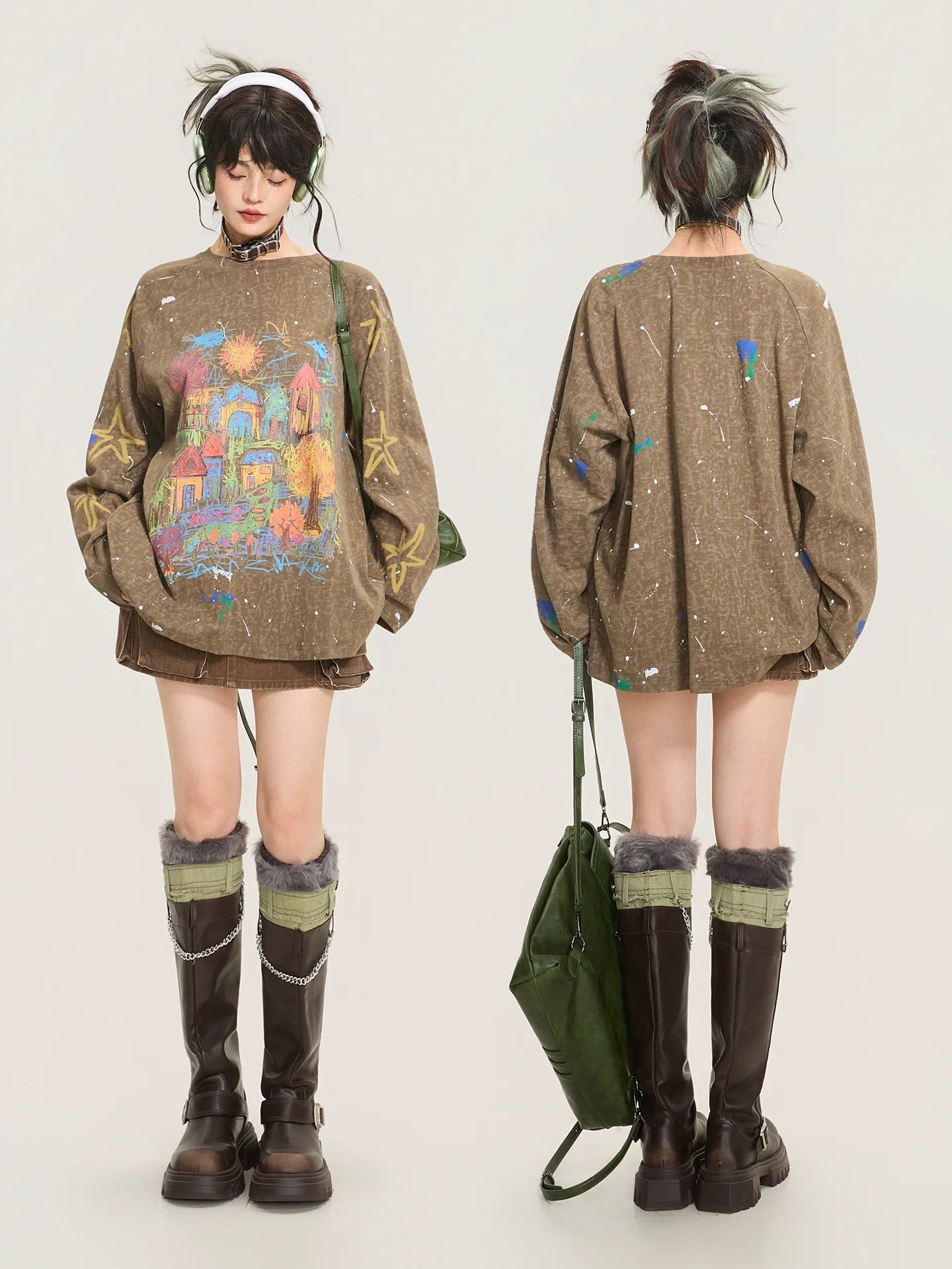 Painted Wash Long-Sleeve T-Shirt  f0399