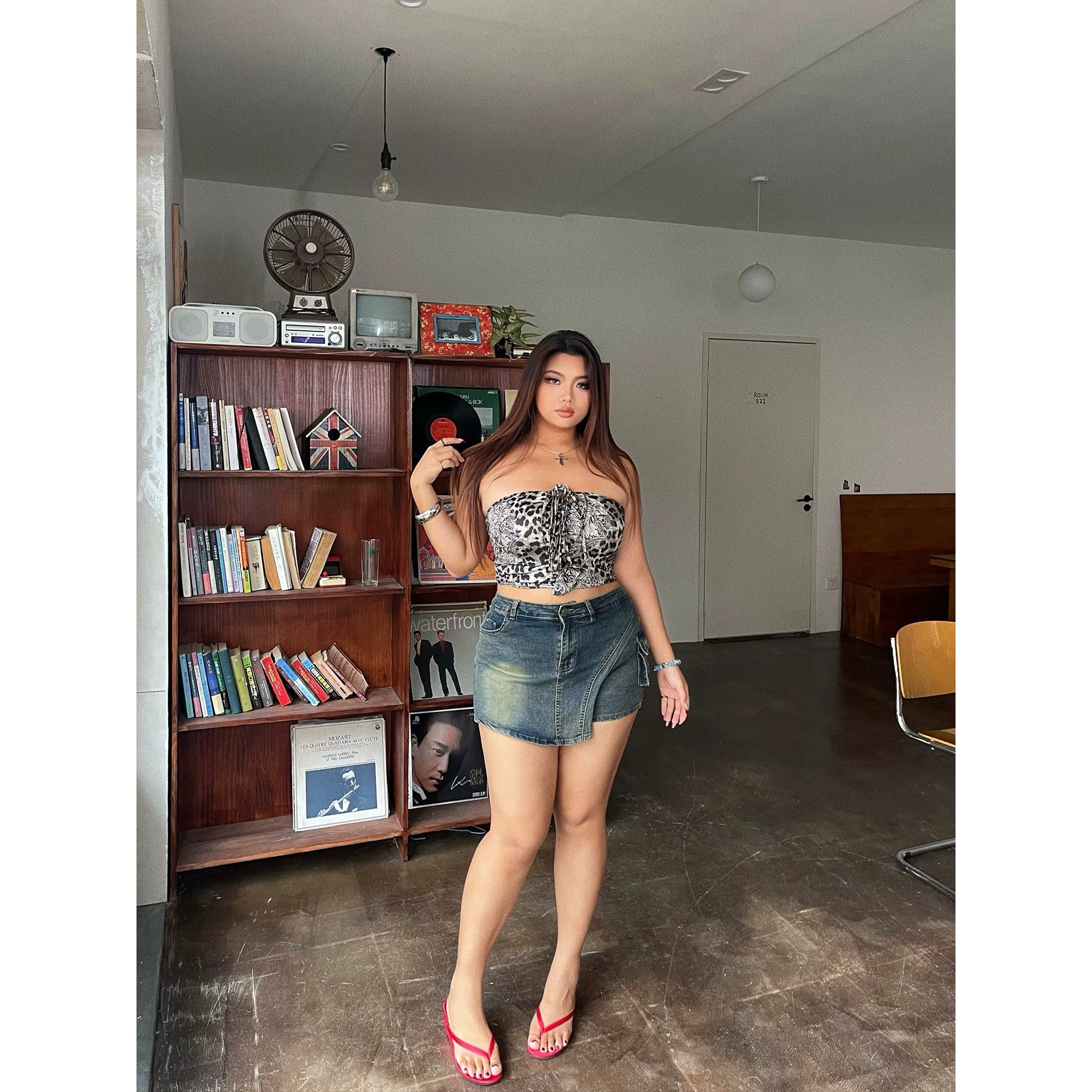 High waist slim hip jeans FE0500