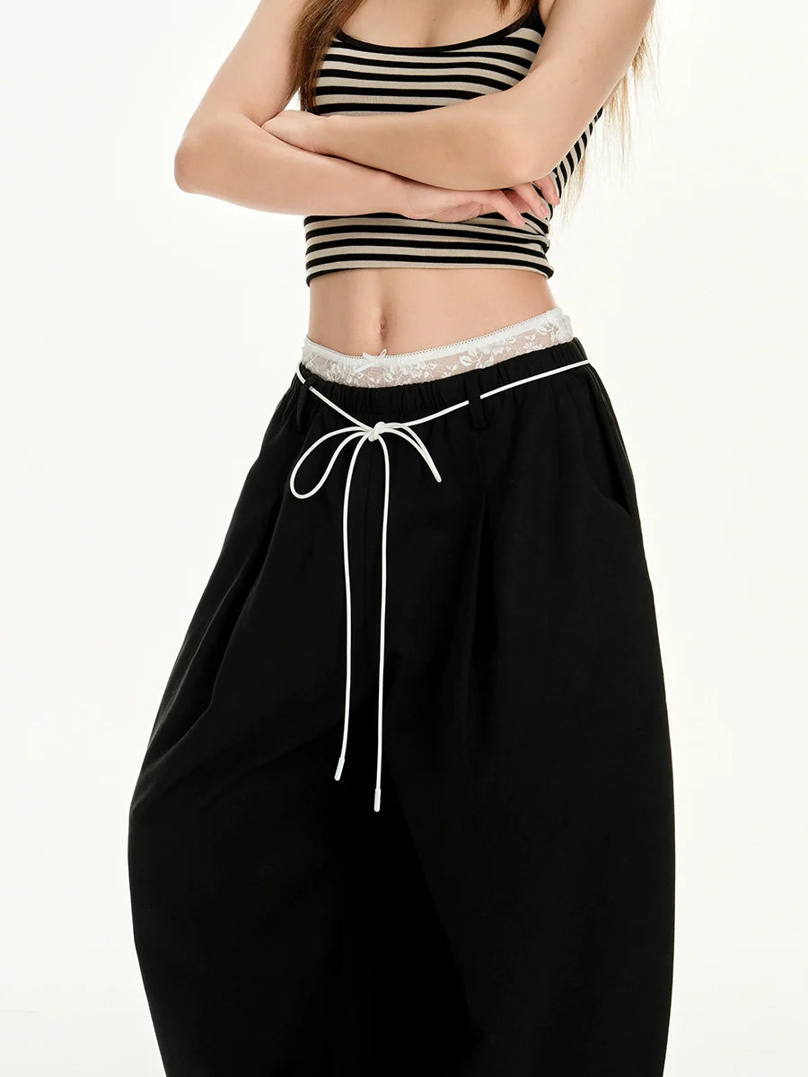 Lace Double-Waist Wide Pants  f0411