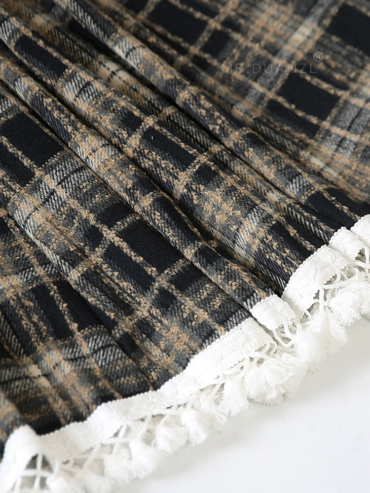 Woolen plaid skirt C0067