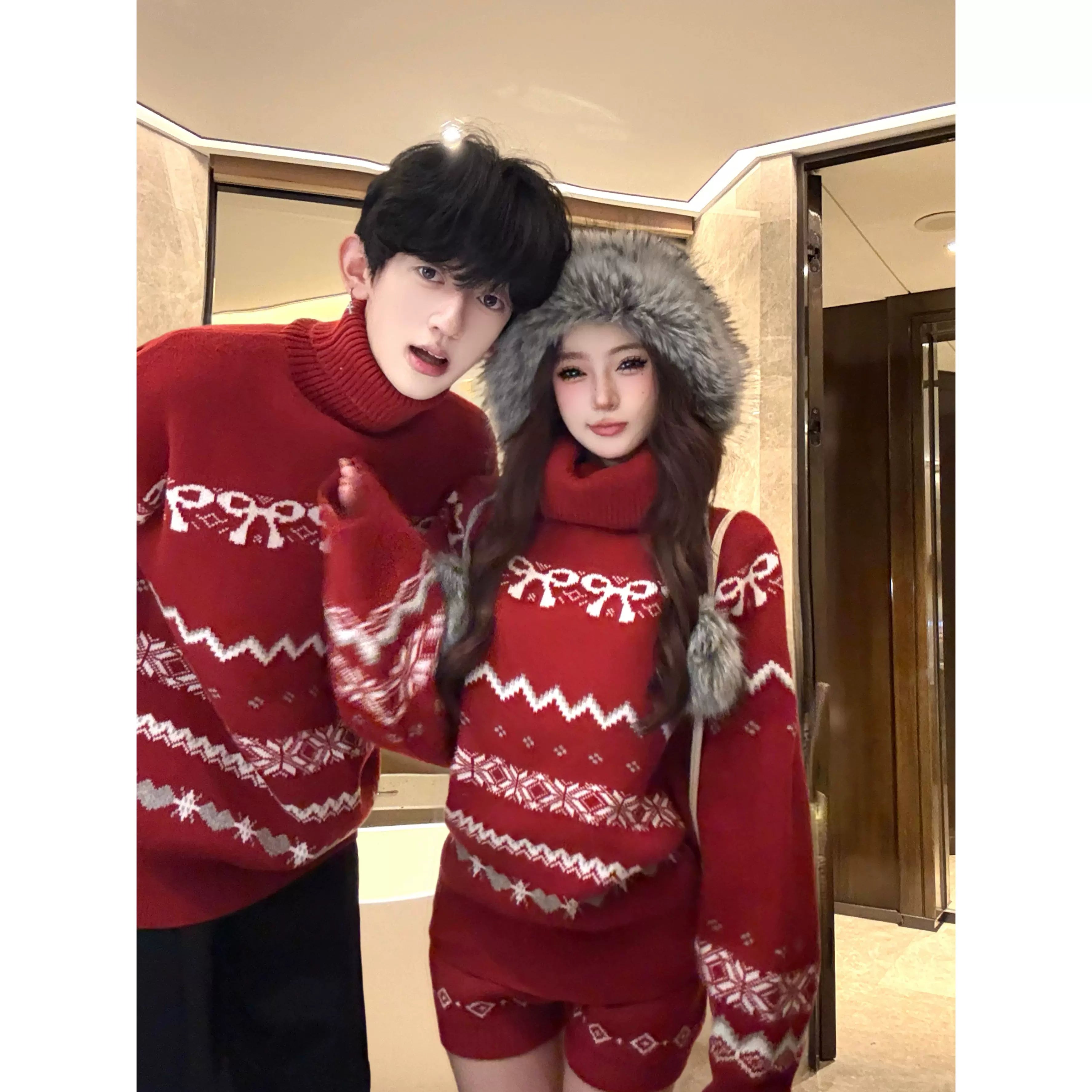 Contrasting color jacquard suit top + shorts FE0512