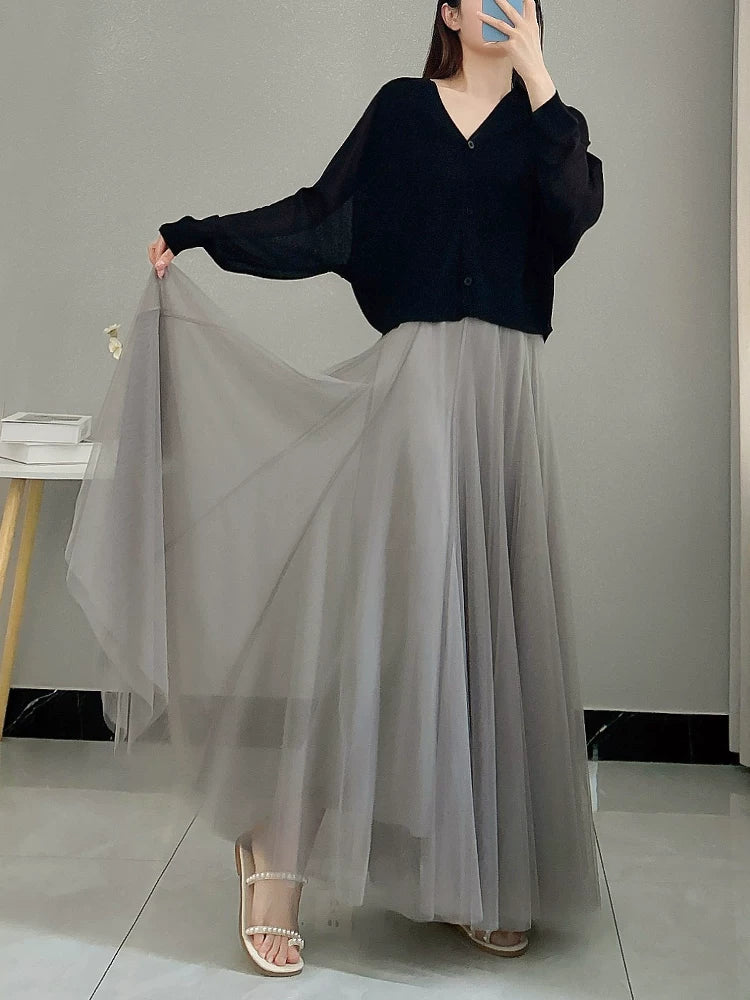 White gauze skirt skirt fe0513