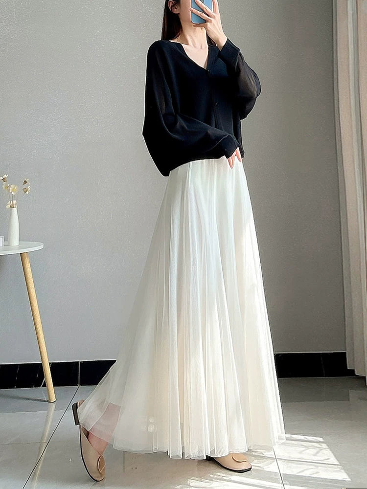 White gauze skirt skirt fe0513