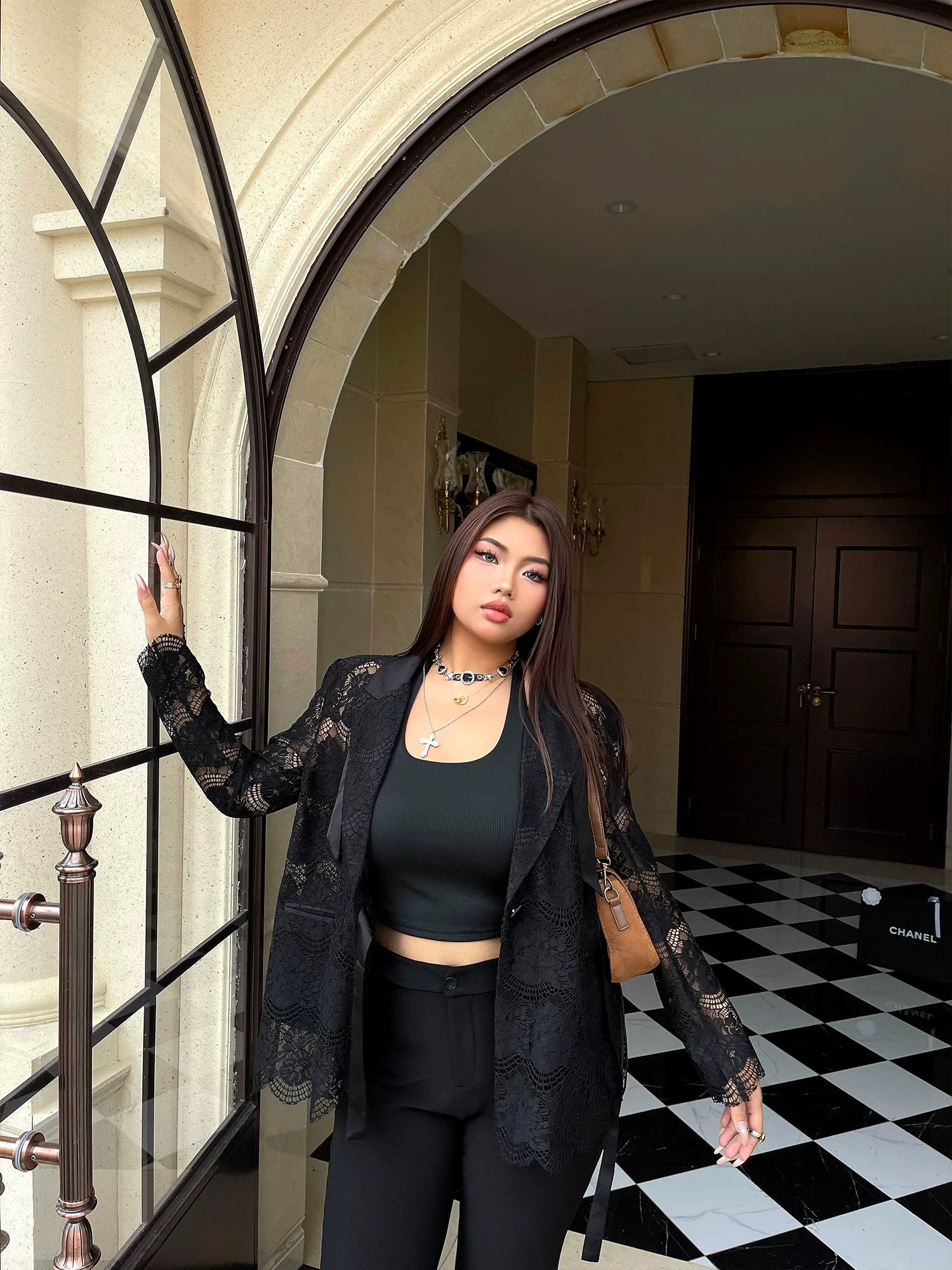 Black design cut-out blazer FE0491