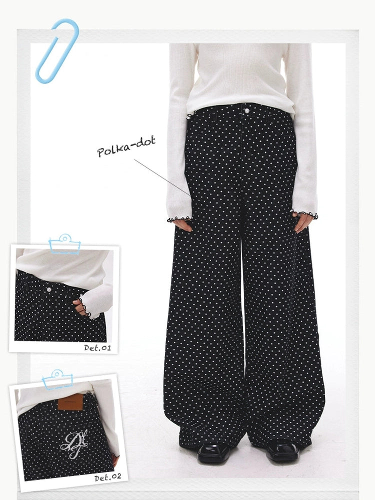 Vintage Polka Dot Loose Wide Leg Pants C0242