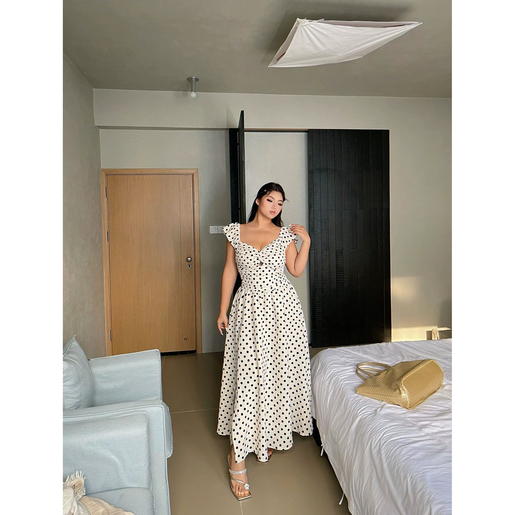 French haute couture polka dot dress FE0503