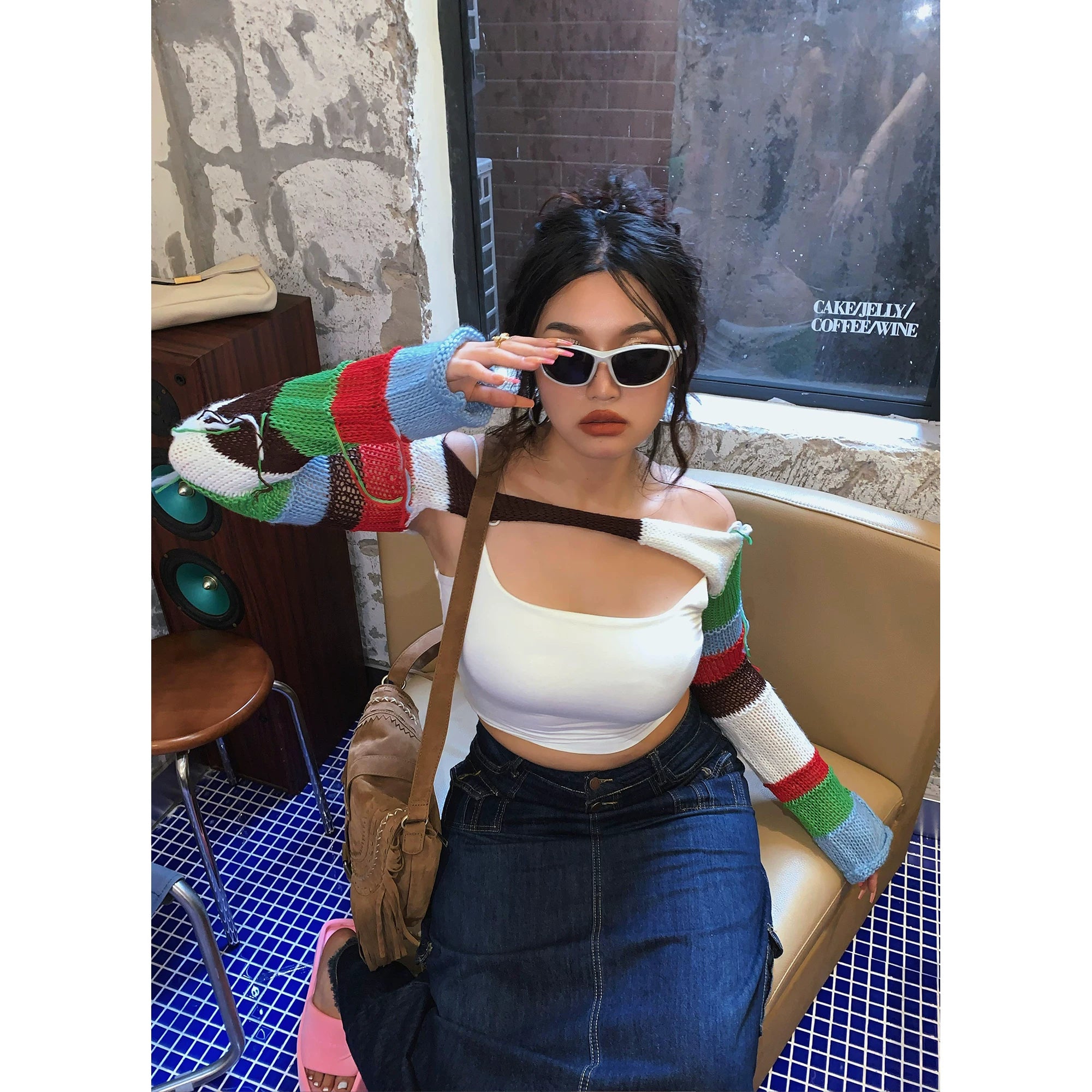 Spice Girl Hollow Knitted Long Sleeve Small Vest FE0451