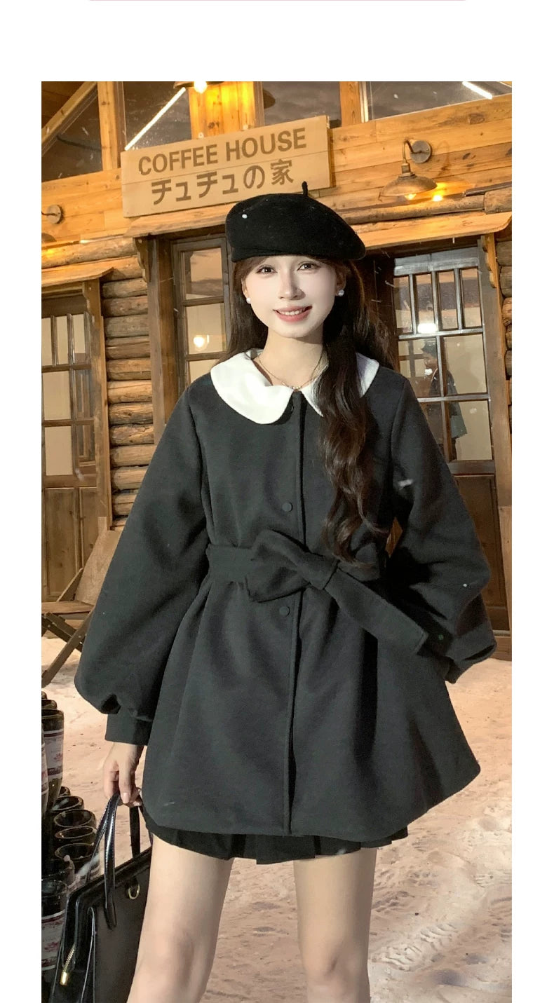 Vintage waist woolen jacket f0414