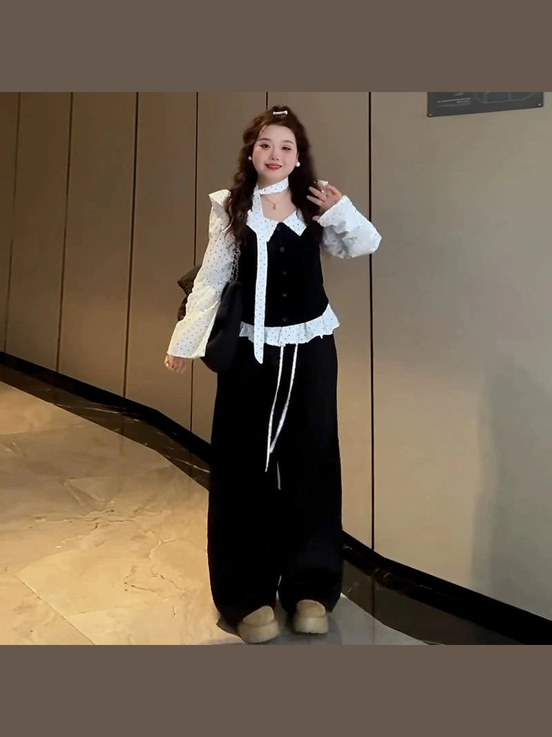 Large size polka dot streamer top B0248