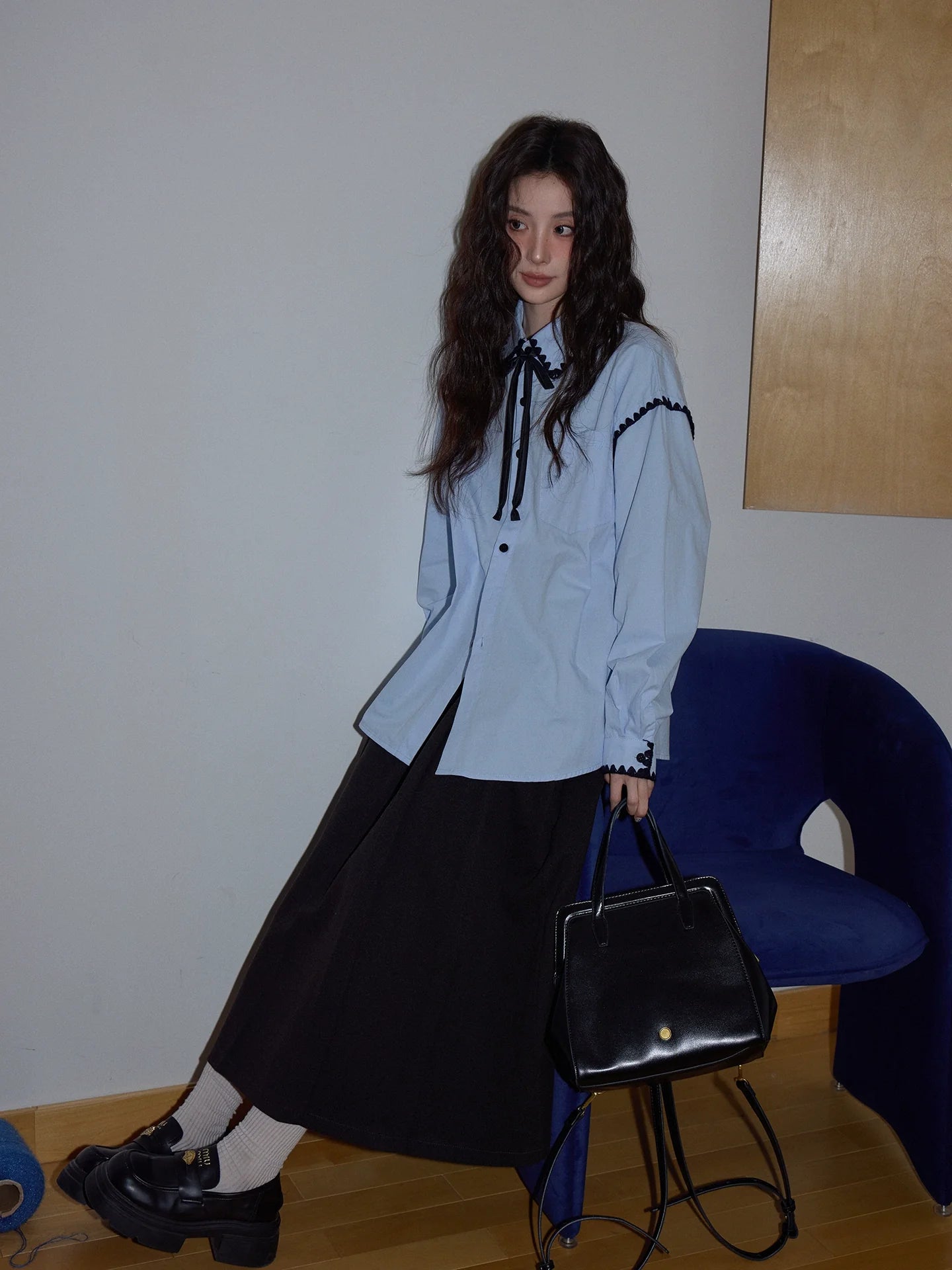 Preppy Blue Design Shirt f0353