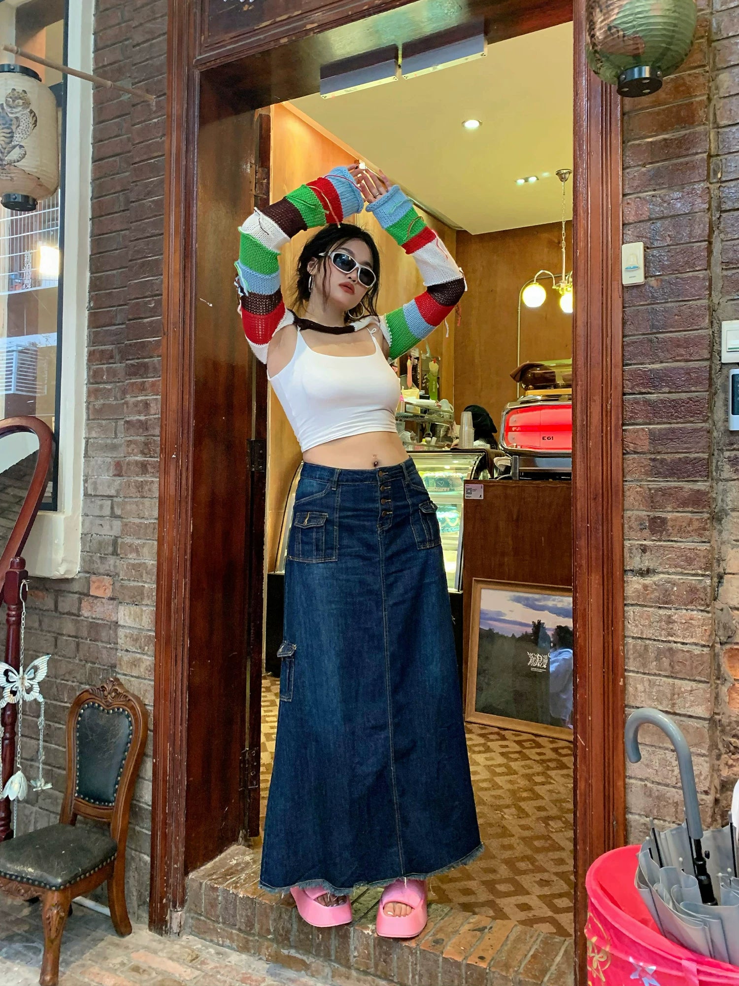 Spice Girl Hollow Knitted Long Sleeve Small Vest FE0451