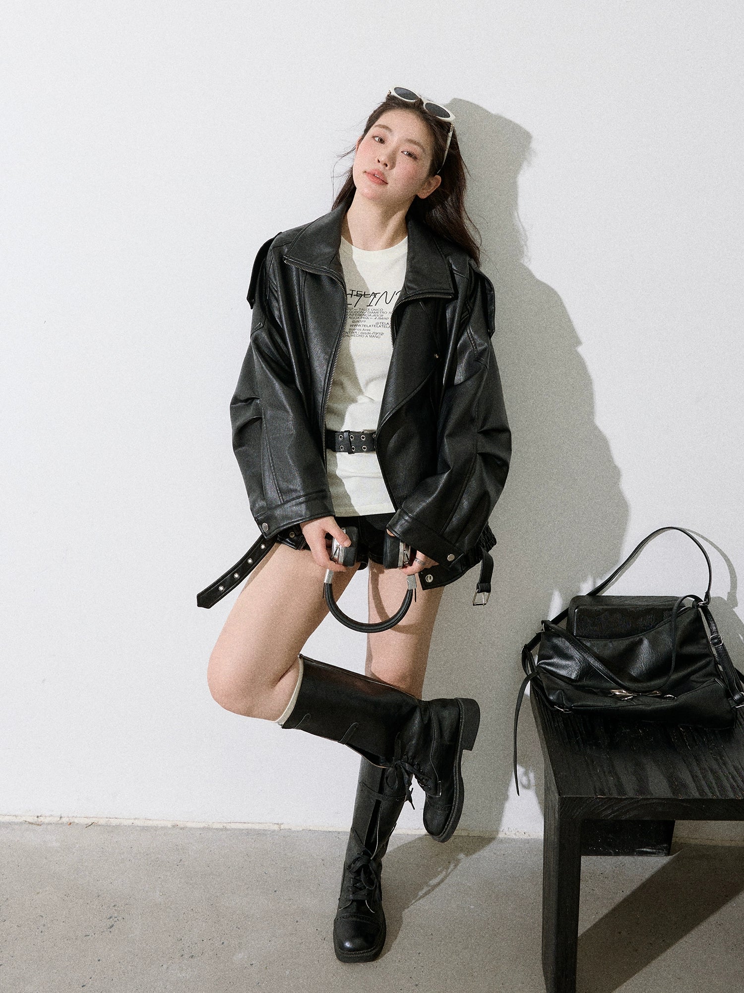 Black Cool Sa Spice Girl Leather Jacket C0232