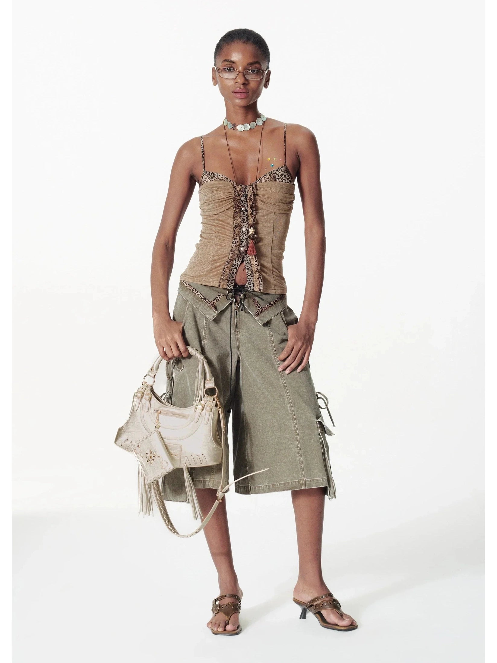 Double Waist Strap Shorts  f0412