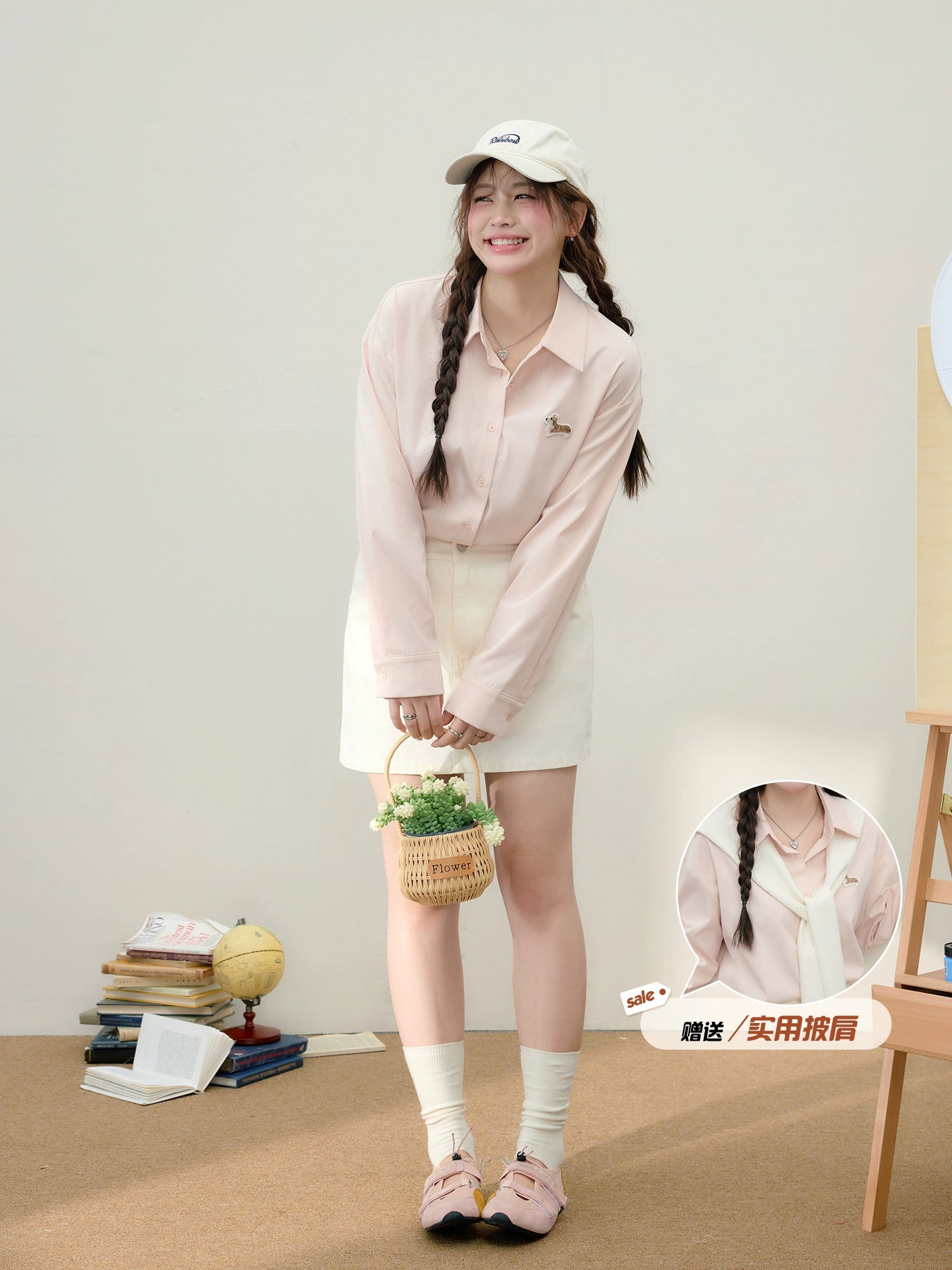 Dopamine Pink Shirt  Shawl C0230