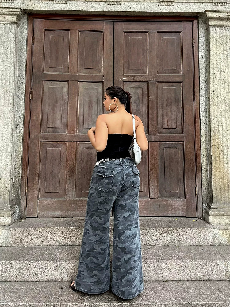 Spice girl camo tooling wide-leg jeans FE0477