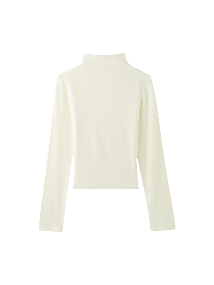 White semi-turtleneck bottoming shirt C0235