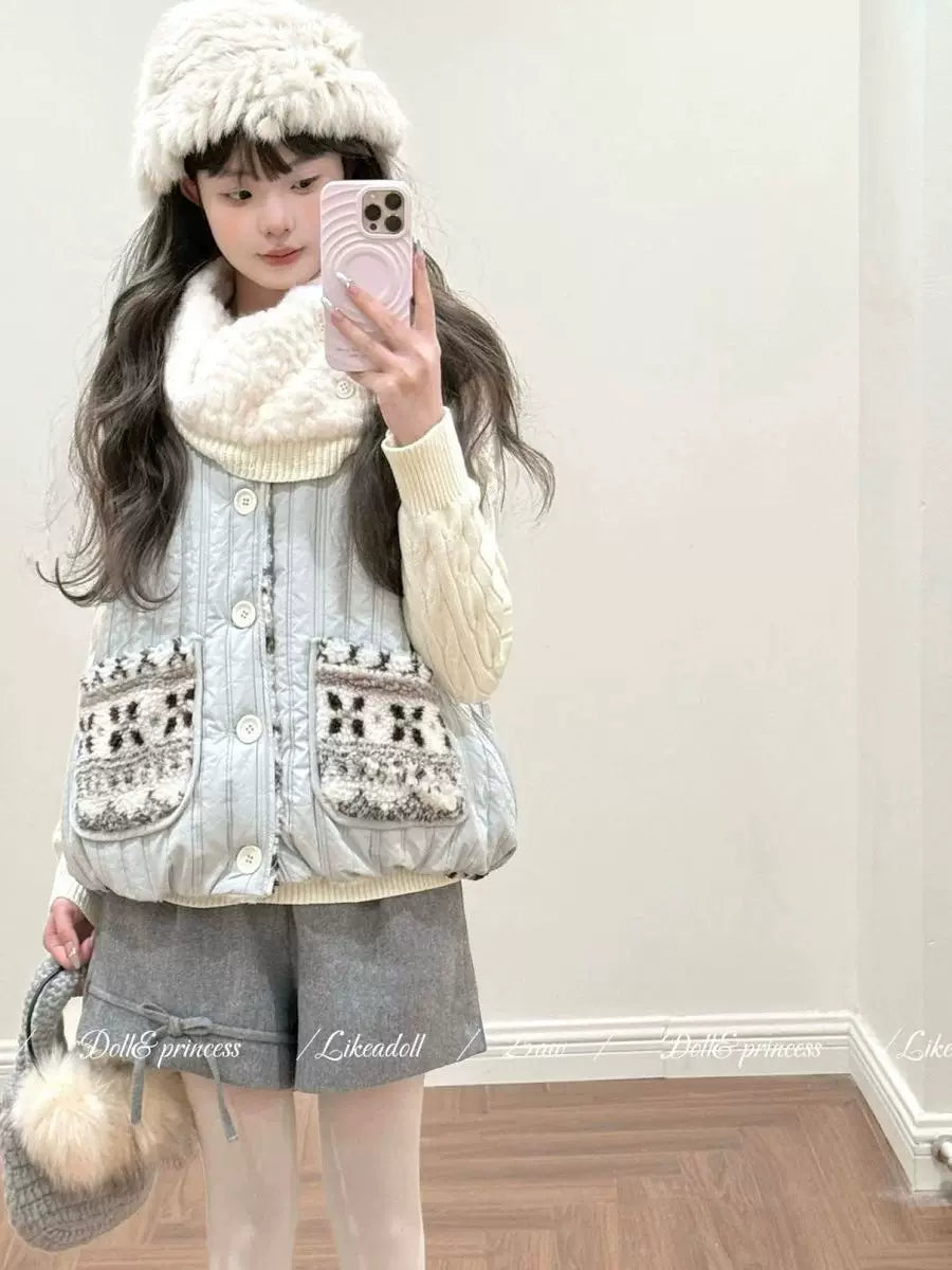 Lamb wool bud vest on both sides f0278