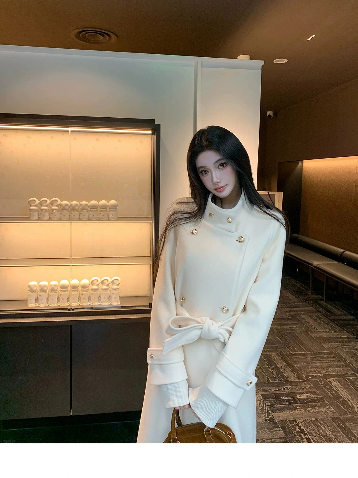 Long winter stand-up collar woolen jacket f0307