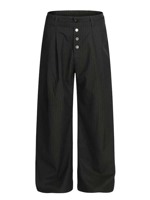 American casual pleated straight striped trousers fe0267