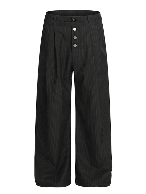 American casual pleated straight striped trousers fe0267