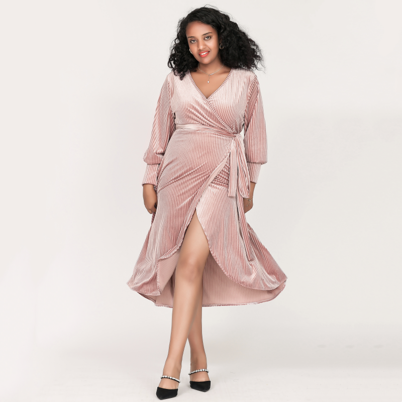 French light luxury strap waist split dress F0442