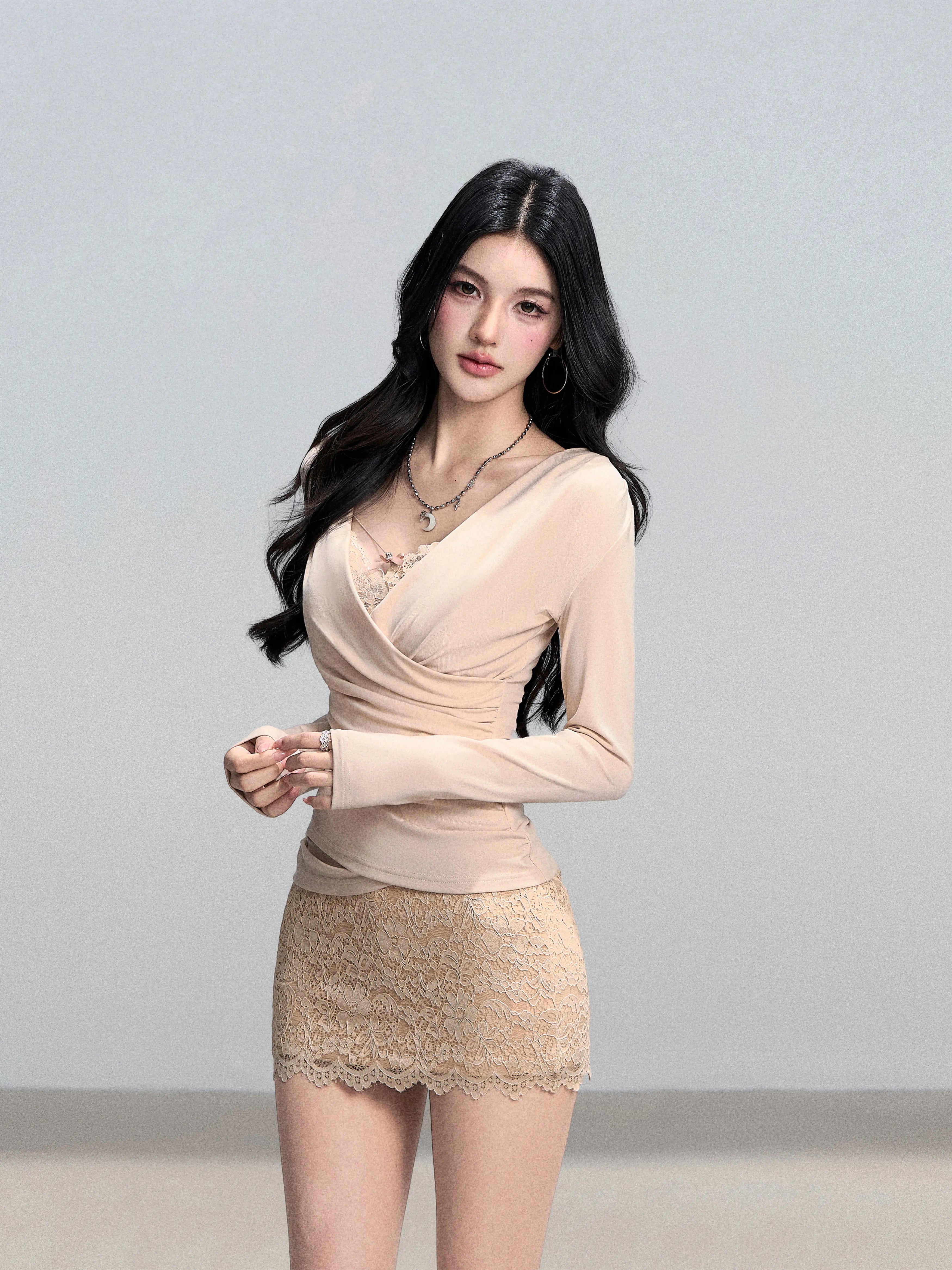 Gentle irregular lace dress fe0518