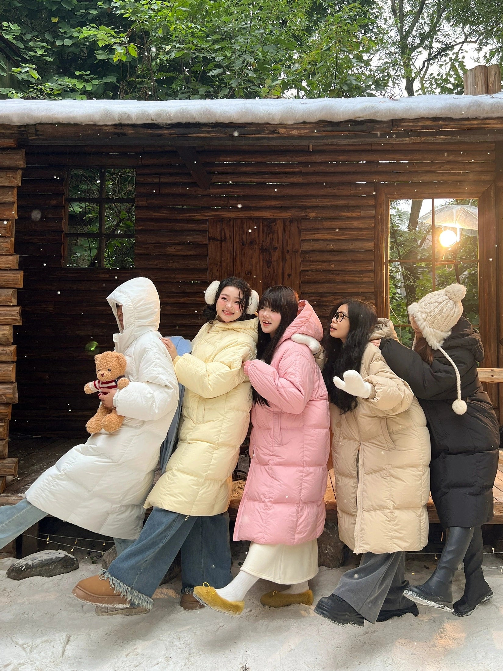 Hooded long thickened down jacket C0085