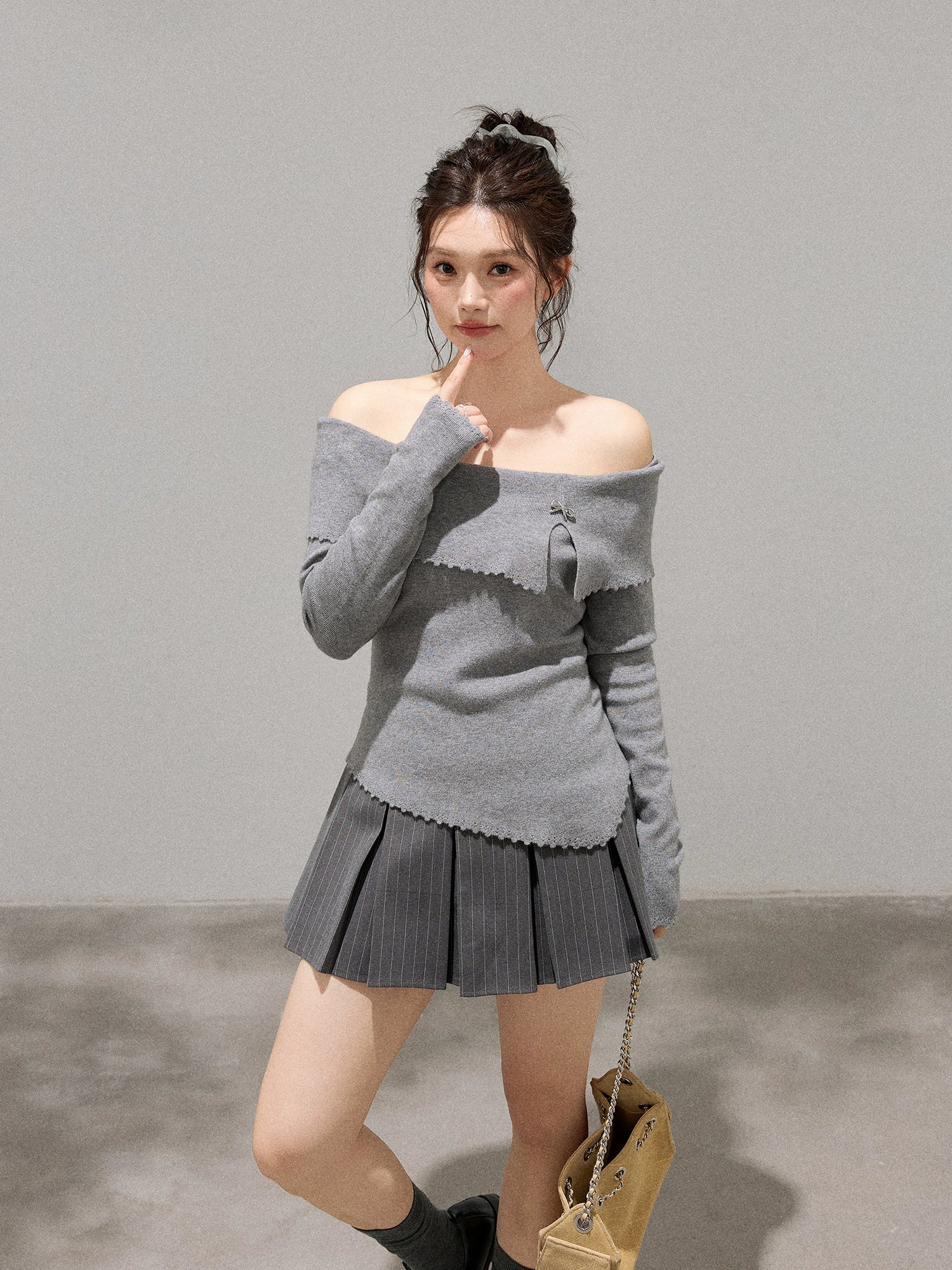 High waist pleated skirt C0118