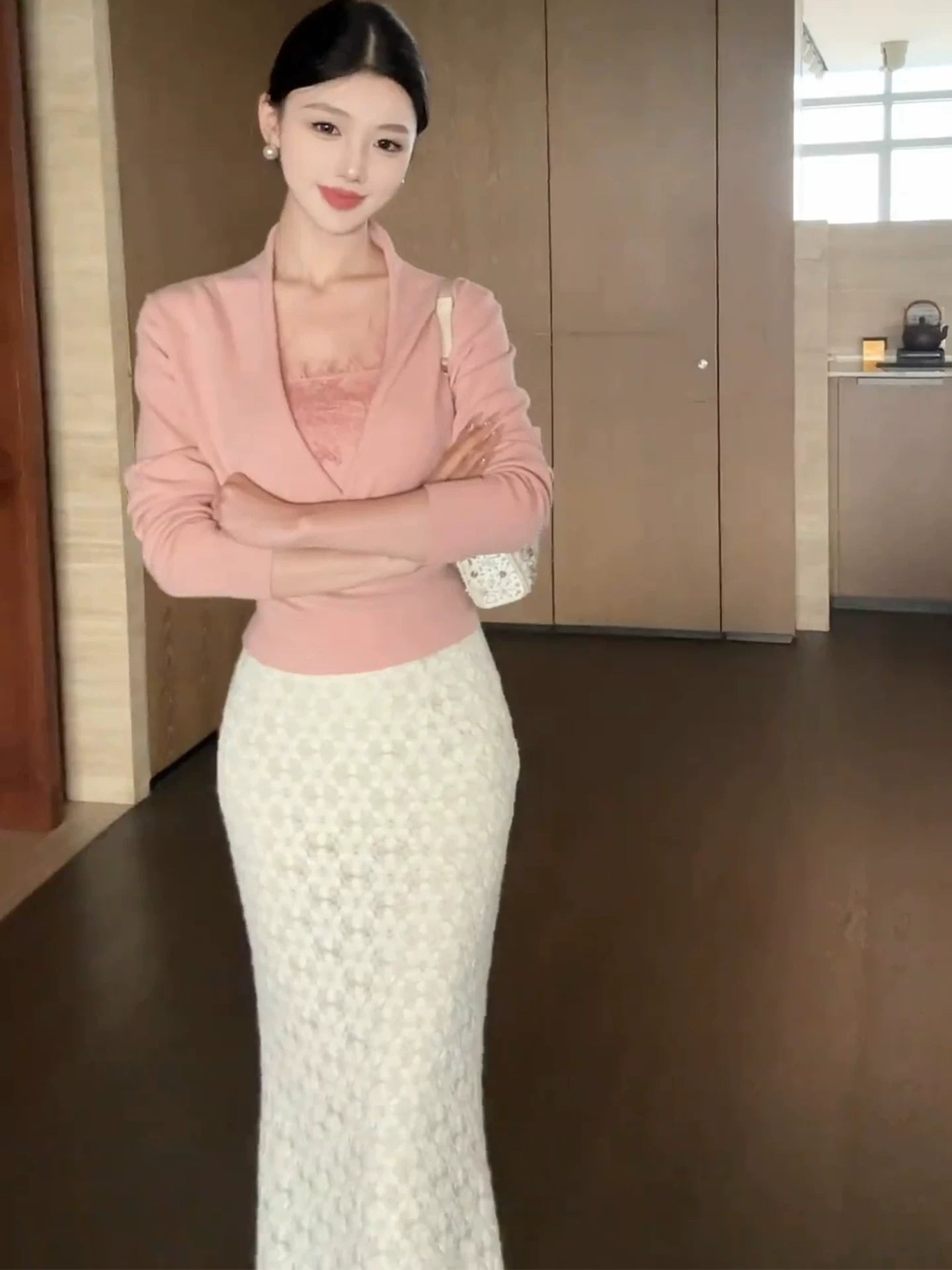 Gentle pink dress set fe0515