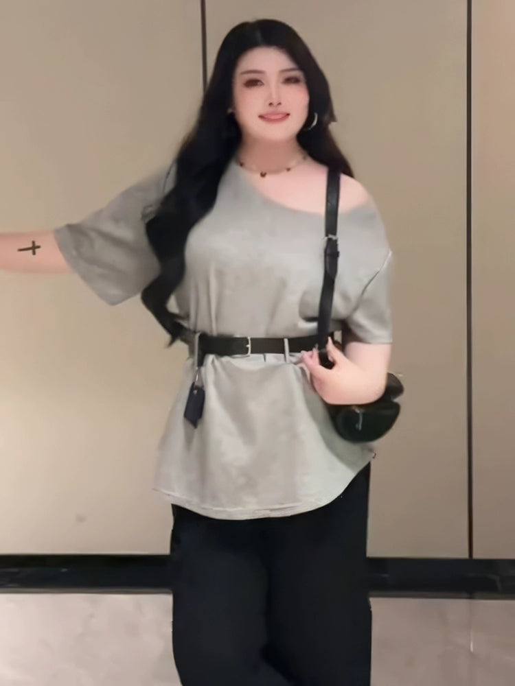 Slash shoulder T-shirt C0090